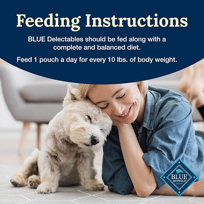 Blue Buffalo Delectables Natural Wet Dog Food Toppers, Hearty Beef Cuts in Gravy, 3-oz (24 Pouches)