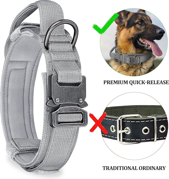 COOYOO Tactical Dog Collar Set, Adjustable Military Nylon Collar with Control Handle and Heavy Metal Buckle for Medium and Large Dogs