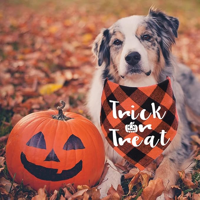 STMK 3 Pack Holiday Dog Bandanas, Halloween Thanksgiving Day Christmas Dog Bandanas Trick or Treat Turkey Taster Merry Christmas Holiday Dog Bandana for Large Dogs Costumes (Large)