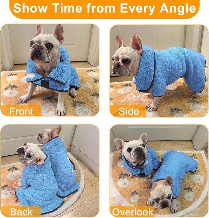 Bienbee Dog Bathrobe, Quick Drying Super Absorbent Dog Robes for After Bath, Warm Keeping Dogs Towel, Dogs Bath Supplies, Light Blue XL