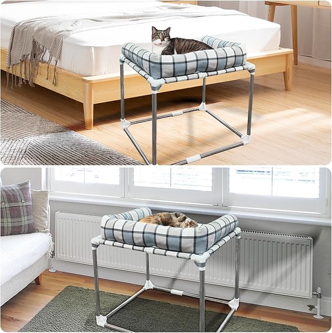 Bedside Cosleeper Pet Dog Bed - Dog Beds with Pillow Extension Attached to Human Bed Height Raised Pet Window Perch (26'' x 20'' x 20'')
