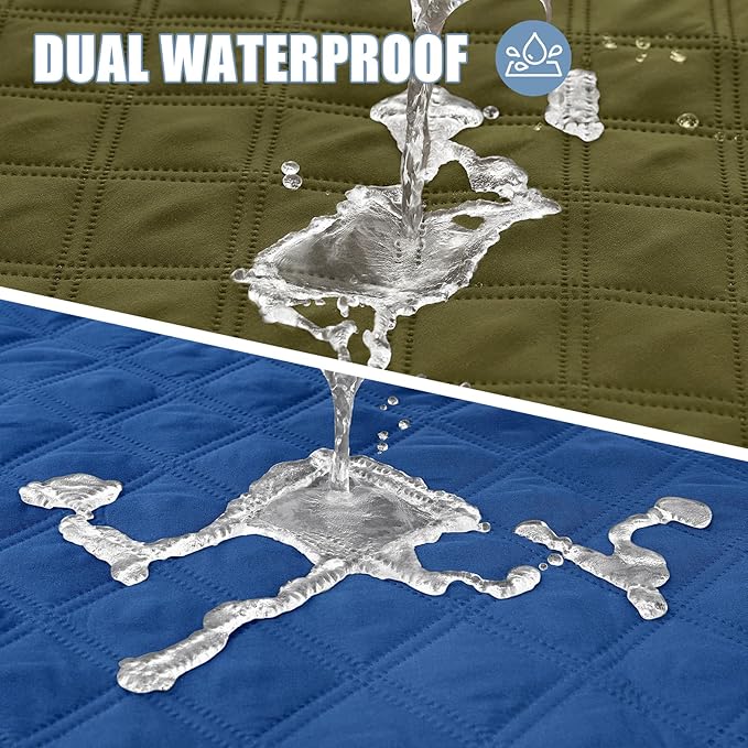 Smiry Waterproof Dog Blanket, Reversible Dog Bed Cover Pet Blanket, Soft Pet Couch Covers for Sofa Washable, Bed Couch Sofa Furniture Protector for Puppy Cat Kids (30"x70", Green/Navy)