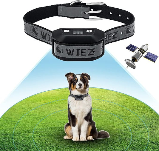 WIEZ GPS Wireless Dog Fence,Electric Dog Fence Collar, Range 65-3281ft, Adjustable Warning Strength, Rechargeable, Pet Containment System for Outdoor, Suitable for Most of Dogs