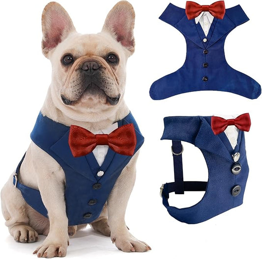 Dog Tuxedo for Wedding Outfit, Dog Suit and Tie Costumes for Birthday, Halloween, Cosplay, Christmas Party, Pet Formal Wear with Bowtie, Tux for Medium Large Dogs, Bulldog, Labrador, Husky