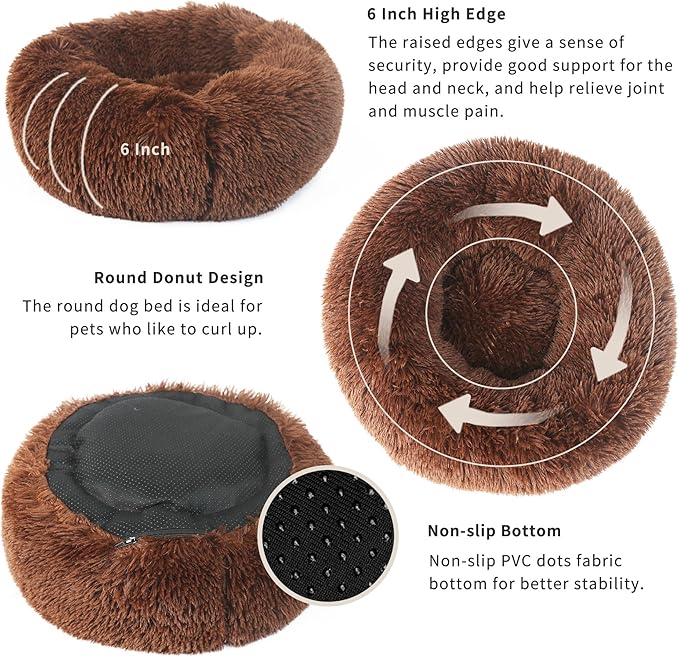 nononfish Marshmallow Cat Bed Kawaii Cat Nest for Indoor Cats Washable Fluffy Anti Anxiety Kitten Bed 19 Inches