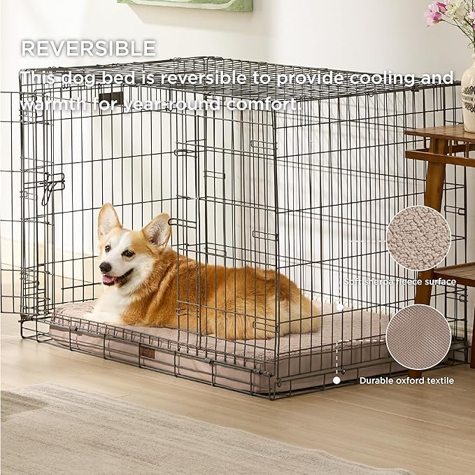 Bedsure Large Dog Bed for Crate - Orthopedic Waterproof Pet Beds with Removable Washable Cover, Egg Crate Foam Crate Mat, Suitable for Pet Up to 50 lbs