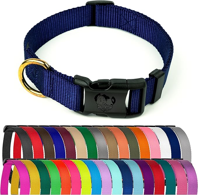 Country Brook Petz - American-Made Dog Collar for Large, Medium, and Small Dogs and Puppies - Deluxe Heavy Duty Nylon in 33 Dazzling Colors (Extra Large, 1 Inch Wide, Navy Blue)