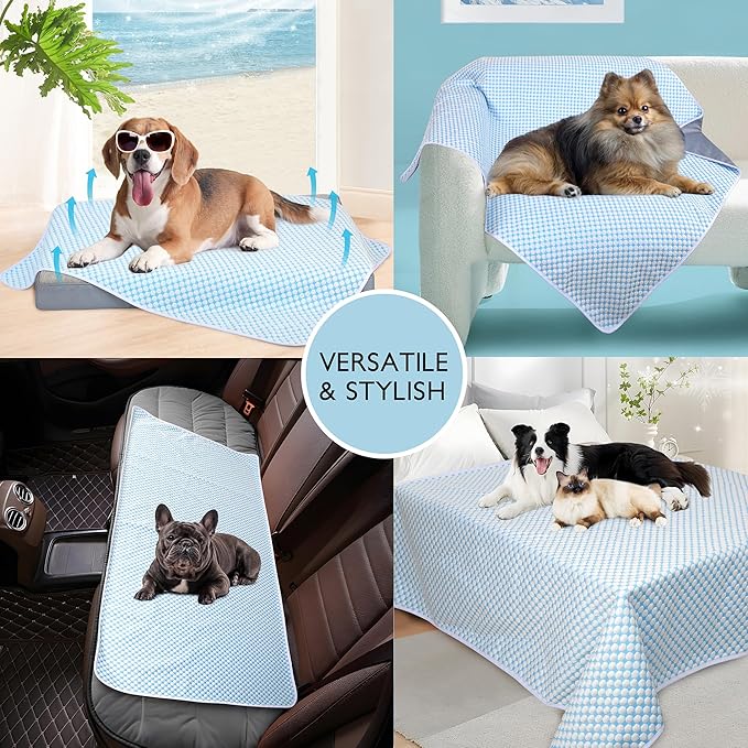 Chicute Cooling Dog Blanket for Sofa - 40x50 Waterproof Pet Blankets for Dog Bed Cover, Slip-Resistant Throw Blanket for Couch Protector, Washable Furniture Cover for Dogs, Cats, Pearl Blue