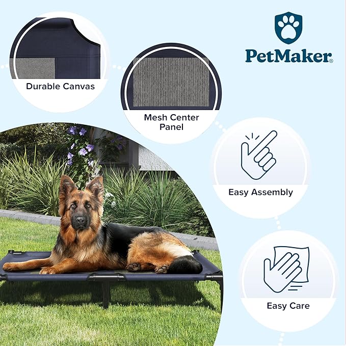 PETMAKER Elevated Dog Bed Cover - 36x30-Inch Replacement Pet Bed Cover with Mesh Panel - for Indoor/Outdoor Use - Dog Cot Not Included (Blue)