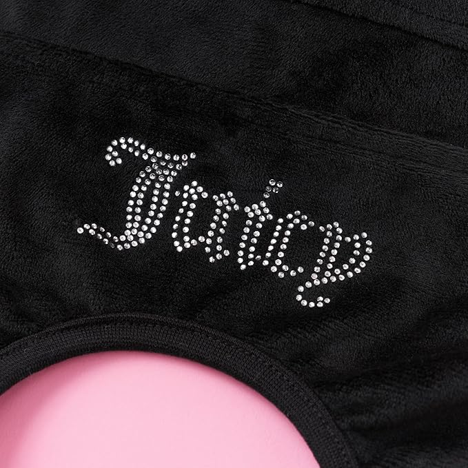 Juicy Couture Hooded Pet Juicy Bling Velour Tracksuit Chest 24 inches for Small Dogs and Cats - Black - M/L