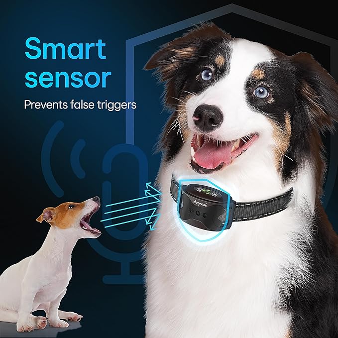 DogRook Rechargeable Dog Bark Collar - No Shock Training Smart Collar - Beep & Vibrating - Anti Bark Collar for Large Dog, Medium & Small Dog - No Shock Bark Collar - 12-110 lbs