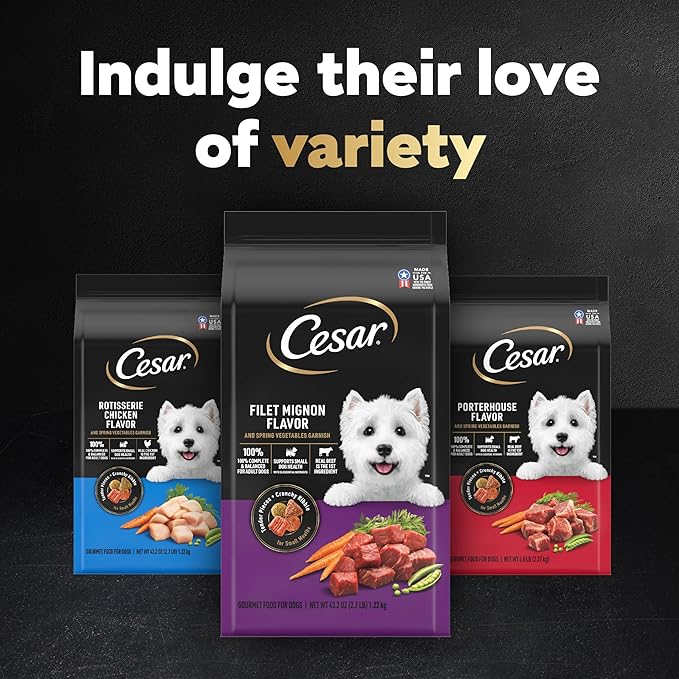 Cesar Small Breed Dry Dog Food Rotisserie Chicken Flavor and Spring Vegetables Garnish, 2.7 lb. Bag