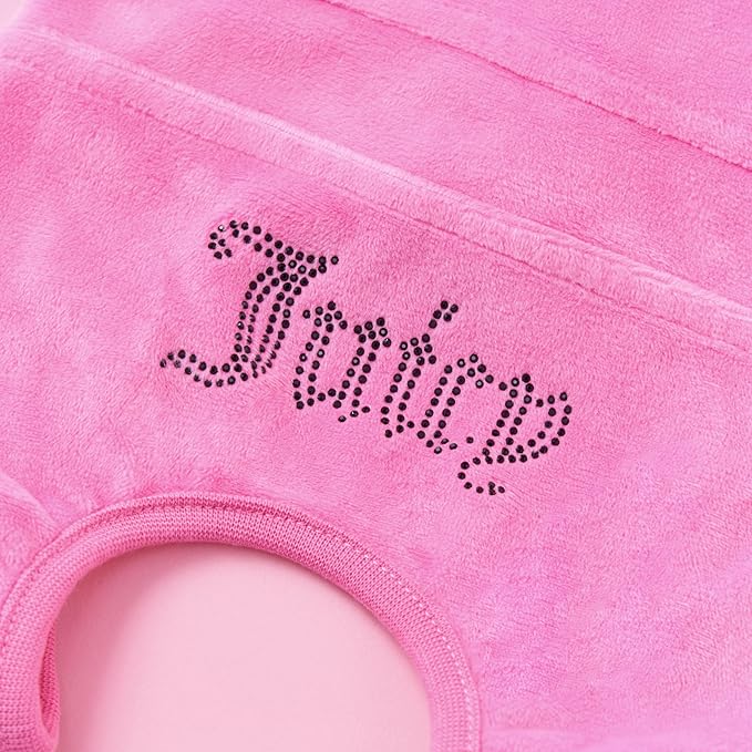 Juicy Couture Hooded Pet Juicy Bling Velour Tracksuit Chest 24 inches for Small Dogs and Cats - Hot Pink - M/L