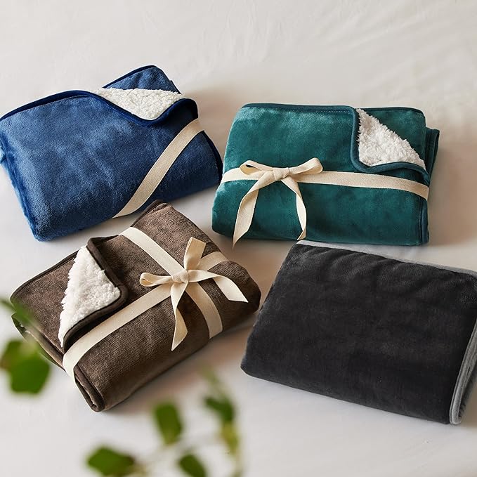 Bedsure Cat Blanket for Indoor Cats - Waterproof Calming Cat Blankets for Couch Protection, Sherpa Fleece Pet Blanket, Soft Plush Reversible Throw Furniture Protector, 50"x40", Blue