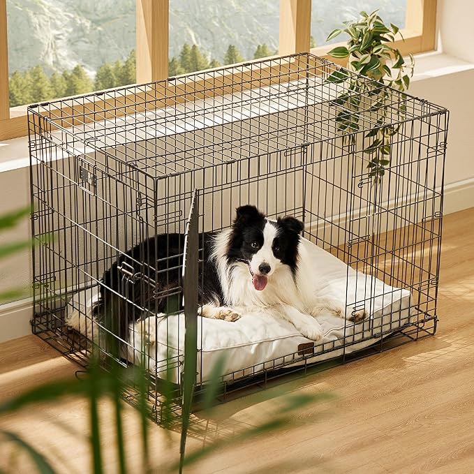 Bedsure Waterproof Dog Beds for Large Dogs - 4 Inch Thicken Up to 80lbs Pet Mat Pillows with Removable Washable Cover, Ivory