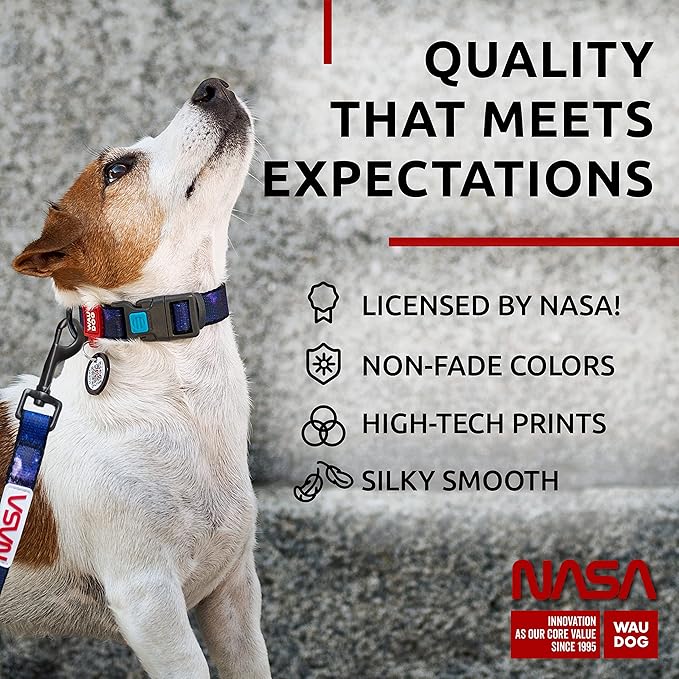 WAUDOG Nylon Dog Collar - Adjustable Dog Collar for Large Dogs, Small & Medium Dogs - Breakaway Puppy Collars for Large Breed Dogs - Boy & Girl Dog Collars with Durable Plastic Buckle and QR Dog Tag