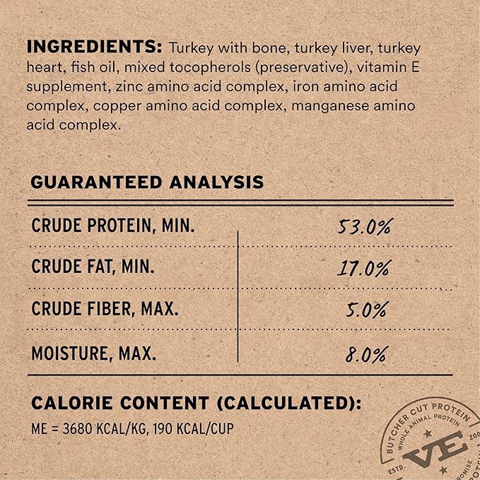 Vital Essentials® Freeze-Dried Raw Turkey Entree & Mixer Dog Food Crunchy Mini Nibs, 25 oz