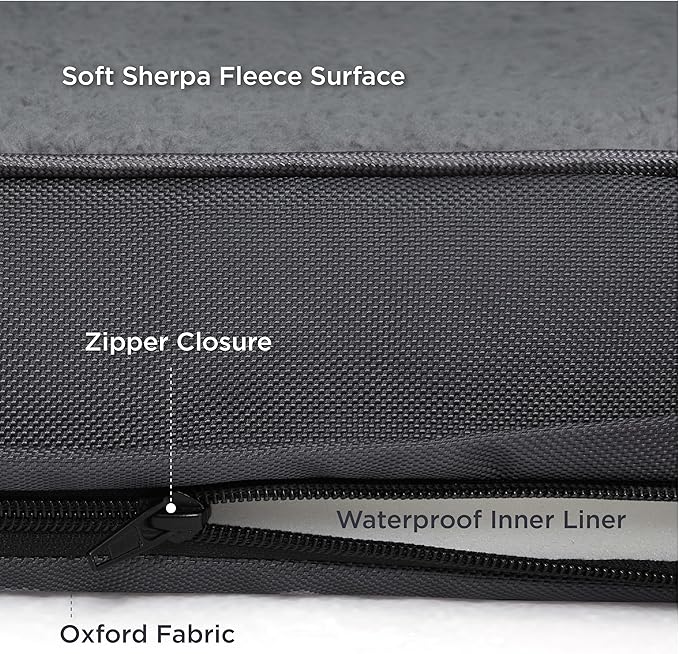 Bedsure Large Dog Bed for Crate - Orthopedic Waterproof Puppy Beds with Removable Washable Cover, Egg Crate Foam Pet Mat, Suitable for Pet Up to 90 lbs
