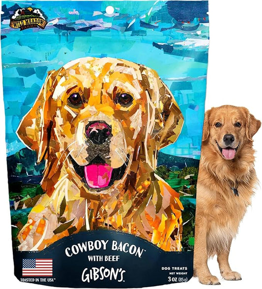 Wild Meadow Farms - Gibson's Cowboy Bacon with Beef, Soft Jerky Dog Treats, Crafted with Real Meat, Aromatic, and Grain-Free for Training and Rewarding Dogs of All Breeds and Ages - 3 Ounce Pouch