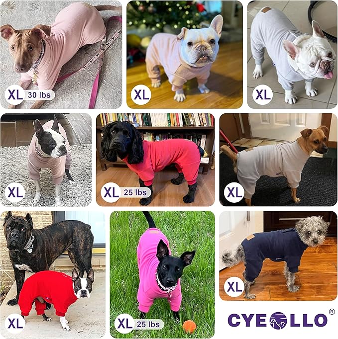 cyeollo Dog Pajamas X-Large, Stretchable Fleece Pet Onesie Coat for Small Medium Sized Dogs Pjs Warm Doggie Jumpsuit Soft Cold Weather Dog Clothes Outfits, Light Blue XL