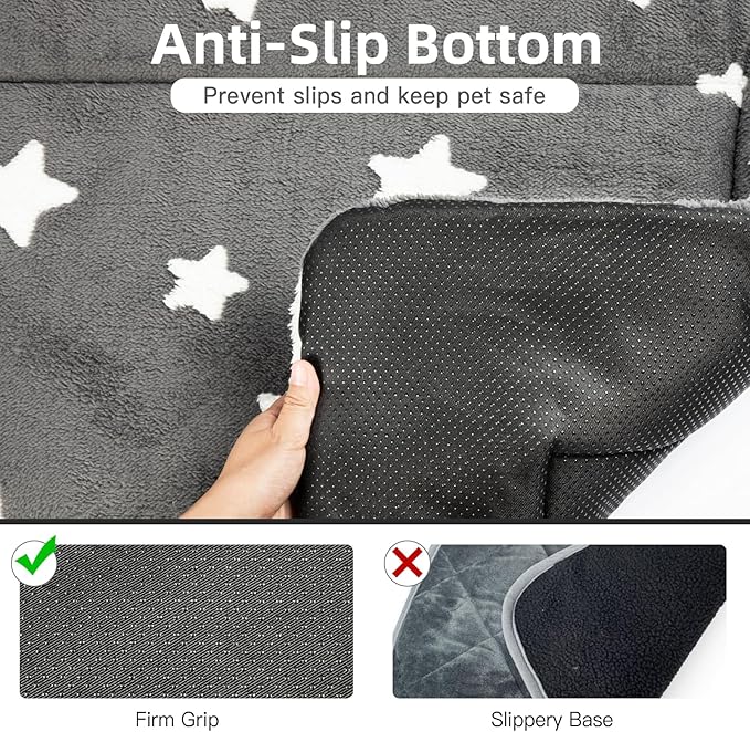 Mora Pets Dog Crate Pad Kennel Dog Bed Mat for Medium Dogs Washable Cute Star Pet Bed for Cage Ultra Soft Flat Puppy Cat Kitten Cushion for Sleeping Anti-Slip Grey 30 x 19