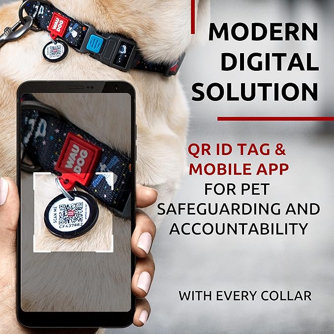 WAUDOG Nylon Dog Collar - Adjustable Dog Collar for Large Dogs, Small & Medium Dogs - Breakaway Puppy Collars for Large Breed Dogs - Boy & Girl Dog Collars with Durable Plastic Buckle and QR Dog Tag