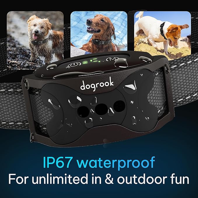 DogRook Rechargeable Dog Bark Collar - No Shock Training Smart Collar - Beep & Vibrating - Anti Bark Collar for Large Dog, Medium & Small Dog - No Shock Bark Collar - 12-110 lbs