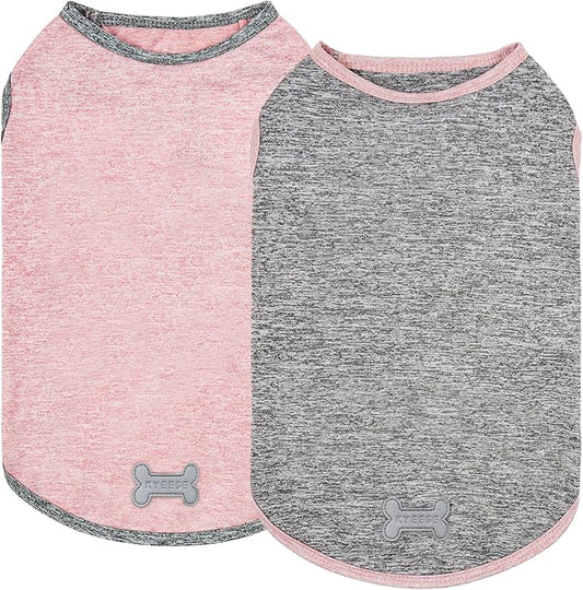 KYEESE 2Pack Dog Shirts Soft Tank Top Quick Dry for Small Dogs Stretchy Sleeveless Dog Vest Small Pet Shirt with Reflective Label Sun Protection T Shirt Lightweight Pet Clothes, Medium