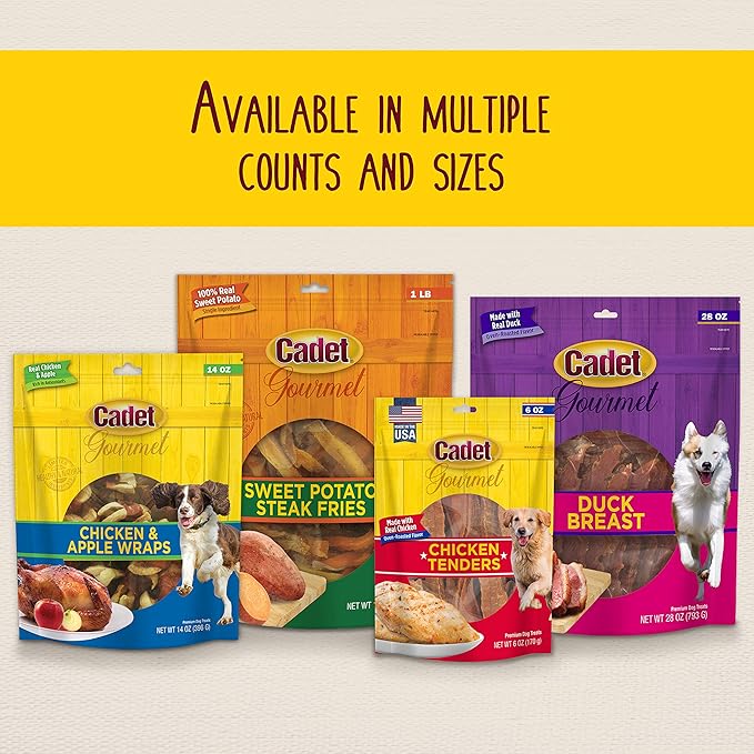 Cadet Gourmet Sweet Potato & Chicken Wraps Limited-Ingredient Dog Chews, Healthy and Natural Training Treats for Small and Large Dogs, 28 oz.