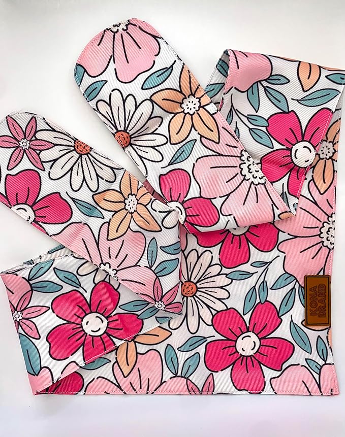 KonaBrandCo- Premium Handmade Dog Bandana | Dual Layered Silky Durable Polyester Fabric | Adjustable Fit Custom Shape- Won't Roll (Large, KONA BUG)