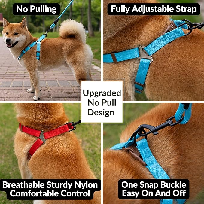 Step in No Pull Dog Harness, Free Upgrade Ultra Durable Dog Rope Leash Harness Nylon (2-in-1) Non-Slip Adjustable, Easy Control Handle, Strong Metal, Vest Harness for Large Dog - Black XL