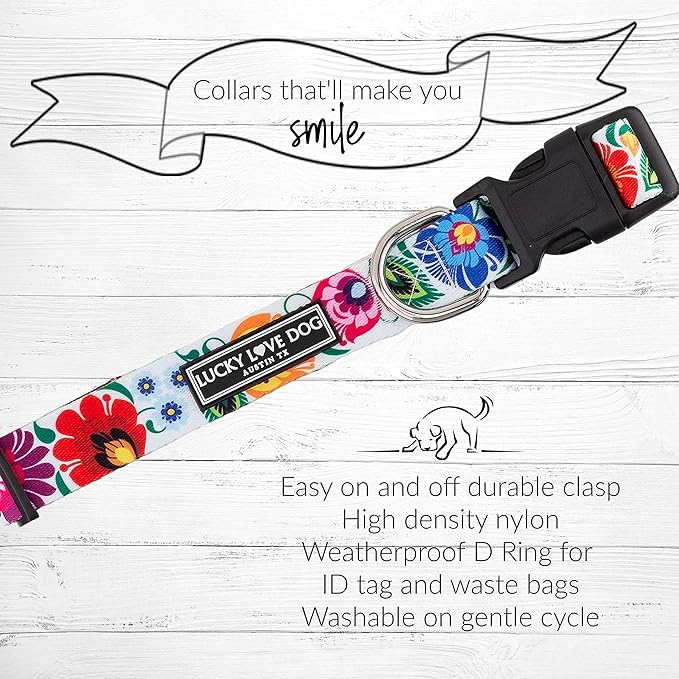 Lucky Love Dog - Easy Click Buckle Dog Collar with Leash Set Combo, Durable & Comfortable for Male & Female Dogs, Pet Collar for Small to Large Dogs, Secure Fit - Ladybird Combo, Large