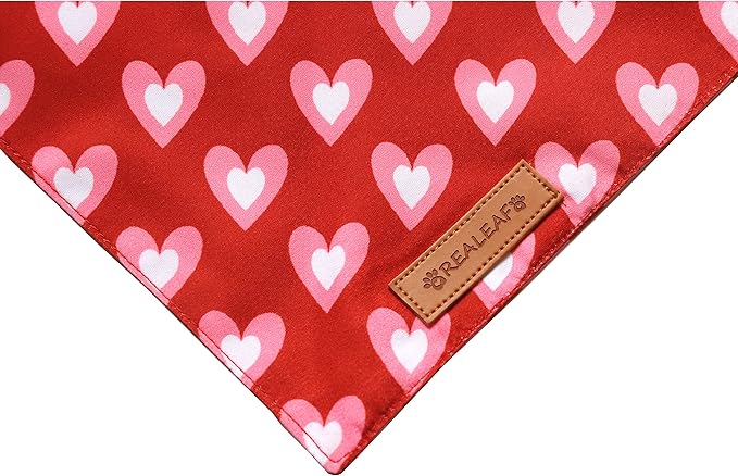 Realeaf Love Dog Bandanas 2 Pack, Triangle Reversible Mothers Day Valentine's Day Pet Scarf for Boy and Girl, Premium Durable Fabric, Holiday Bandana for Large and Extra Large Dogs (X-Large)