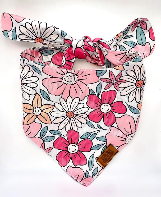 KonaBrandCo- Premium Handmade Dog Bandana | Dual Layered Silky Durable Polyester Fabric | Adjustable Fit Custom Shape- Won't Roll (Large, KONA BUG)