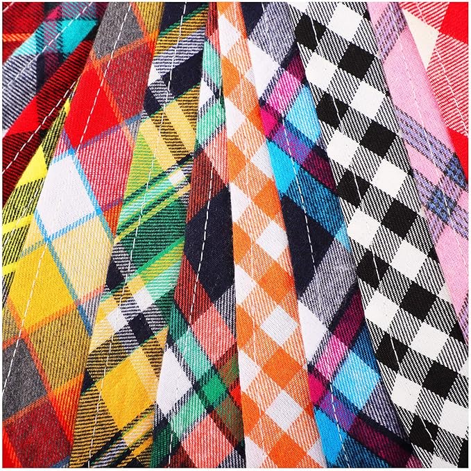 Segarty Dog Bandanas, 30 Pack 22.8"x15.7" Pet Triangle Scarf Plaid Bibs Accessories Bulk for Medium Small Dogs Cats Large Puppy Dogs, Adjustable Washable Reversible Boy Pets Birthday Kerchief