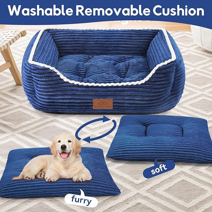 Orthopedic Dog Bed for Large Dogs,Dog Sofa Beds Supportive Foam Pet Couch Bed with Removable Washable Mat and Nonskid Bottom (Large, Blue)