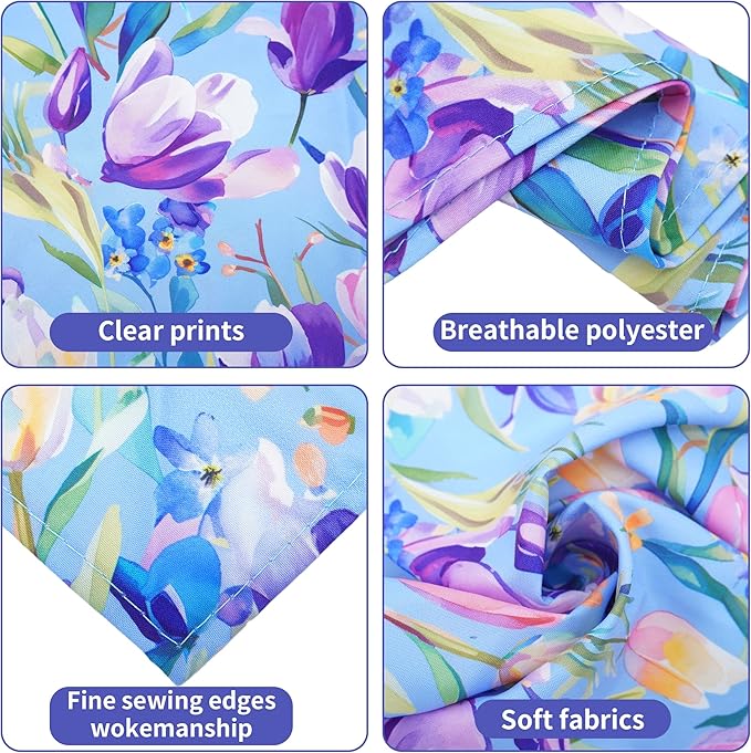 7 Pack Spring Dog Bandanas for Large Dogs Breed 33 Inch XL Summer Flowers Dog Bandana Adjustable Polyester Scarves Grooming L