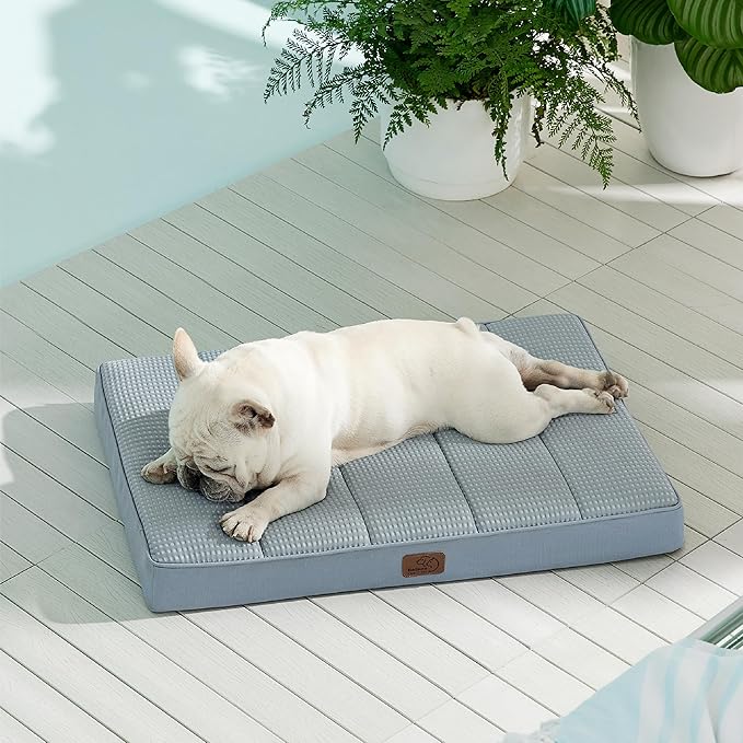 Bedsure Cooling Dog Bed for Small Dogs - Orthopedic Waterproof Puppy Beds with Removable Washable Cover, Egg Crate Foam Pet Mat, Suitable for Pet Up to 20 lbs