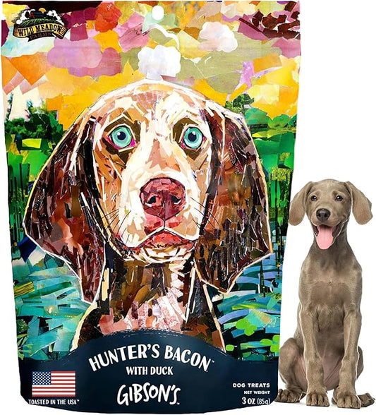 Wild Meadow Farms - Gibson's Hunter’s Bacon with Duck, Soft Jerky Dog Treats, Crafted with Real Meat, Aromatic, and Grain-Free for Training and Rewarding Dogs of All Breeds & Ages - 3 Ounce Pouch