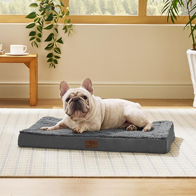 Bedsure Dog Bed Medium Size Dog - Orthopedic Waterproof Puppy Beds with Removable Washable Cover, Egg Crate Foam Pet Mat, Suitable for Pet Up to 35 lbs