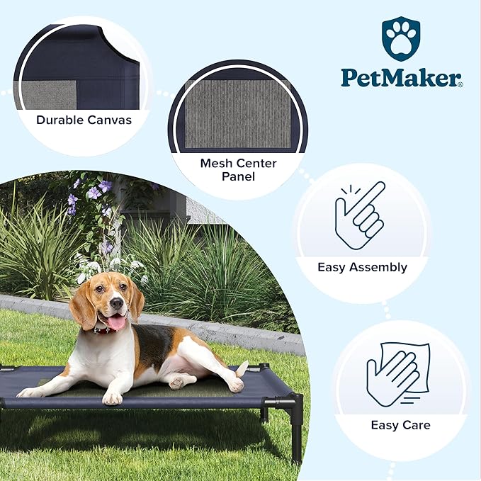 PETMAKER Elevated Dog Bed Cover - 30x24-Inch Replacement Pet Bed Cover with Mesh Panel - for Indoor/Outdoor Use - Dog Cot Not Included (Blue)