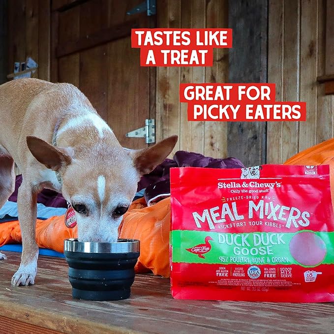 Stella & Chewy's Freeze-Dried Raw Duck Duck Goose Meal Mixers - Dog Food Topper and Mixer - Made with 95% Cage-Free Poultry, Organs & Bone - Perfect for Picky Eaters - Grain-Free - 3.5 oz