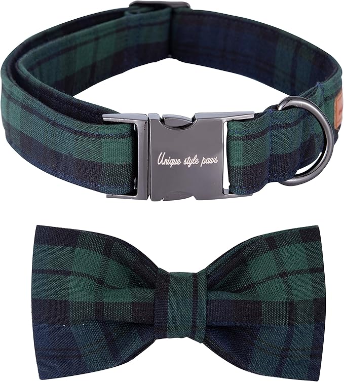 Unique style paws Christmas Dog and Cat Collar with Bow Pet Gift Adjustable Soft and Comfy Bowtie Collars for Small Medium Large Dogs