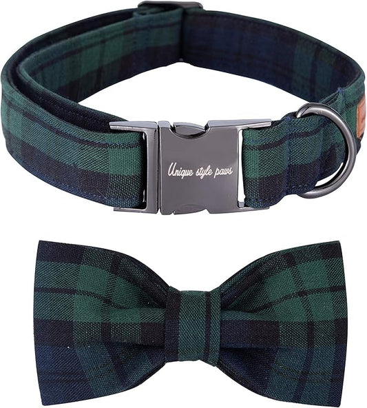 Unique style paws Christmas Dog and Cat Collar with Bow Pet Gift Adjustable Soft and Comfy Bowtie Collars for Small Medium Large Dogs