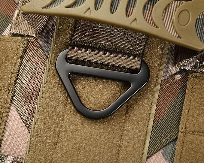 Tactical Dog Harness Vest with Handle Military Working Training Molle Vest with Metal Buckles & Loop Panels Free Bungee Dog Leash (S, Camouflage Harness with Leash)