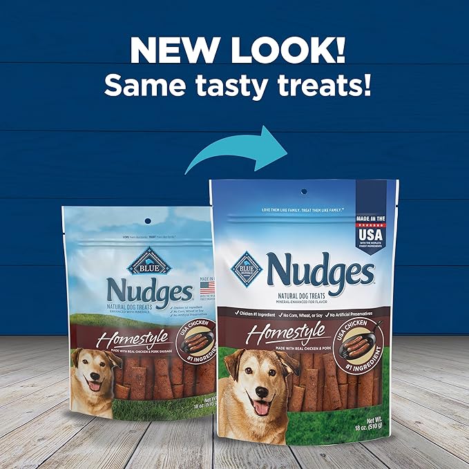 Blue Buffalo Nudges Homestyle Natural Dog Treats Chicken and Pork Bag