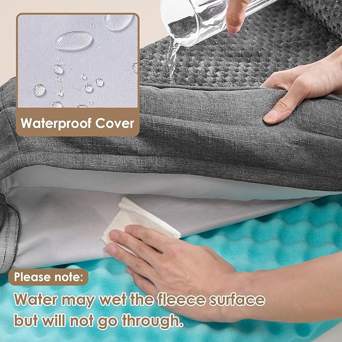 EHEYCIGA Memory Foam Dog Bed Medium Sized Dogs, Waterproof Dog Bed Orthopedic with Washable Removable Cover, Non-Slip Pet Bed Couch for Crate, 30x20x6 Inches, Dark Grey