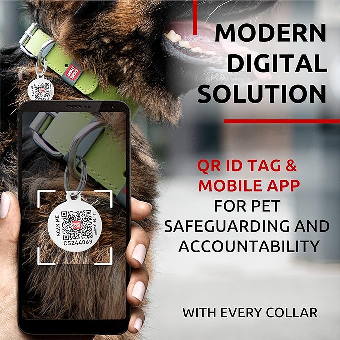 WAUDOG Long Lasting Leather Dog Collar for Large Dogs, Medium & Small Dogs - Adjustable Classic Puppy Collars for Large Breed Dogs - Boy & Girl Dog Collars with Durable Buckle, D-Ring & QR Dog Tag