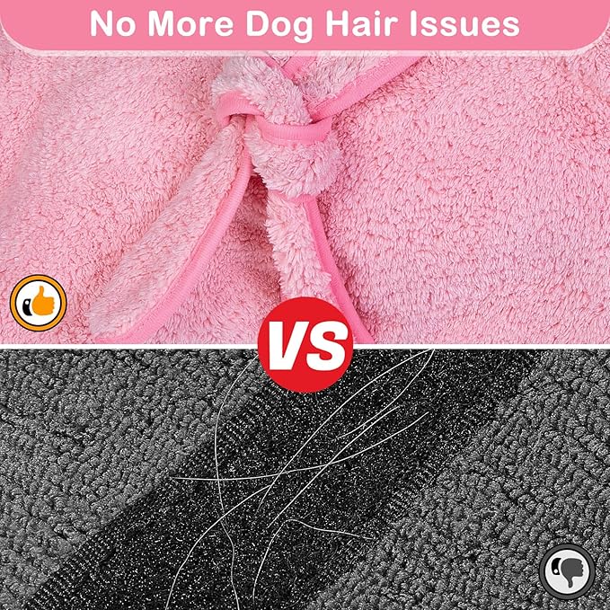 Bienbee Soft Dog Bathrobe,Super Absorbent & Quick-Drying Dog Robe with Hood, Cozy Drying Coat for After Bath, Pink M
