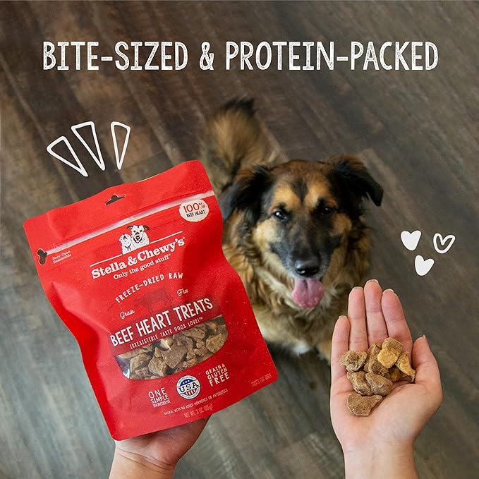 Stella & Chewy's Freeze-Dried Raw Lamb Heart Dog Treats - Single Ingredient, No Additives - Premium Training Treats - Perfect For Picky Eaters - 3oz Bag
